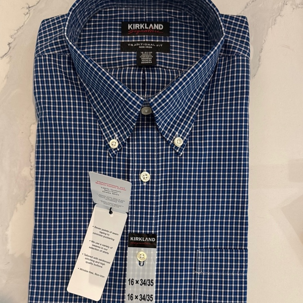 Kirkland Signature Blue Casual Button Down Shirt